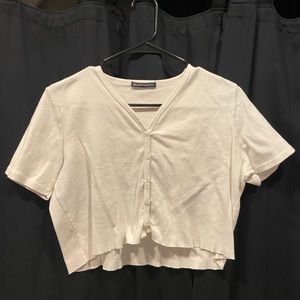 White button crop top